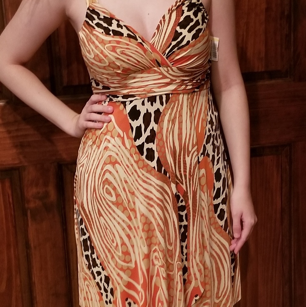 Occasion Animal print crossed bust dress